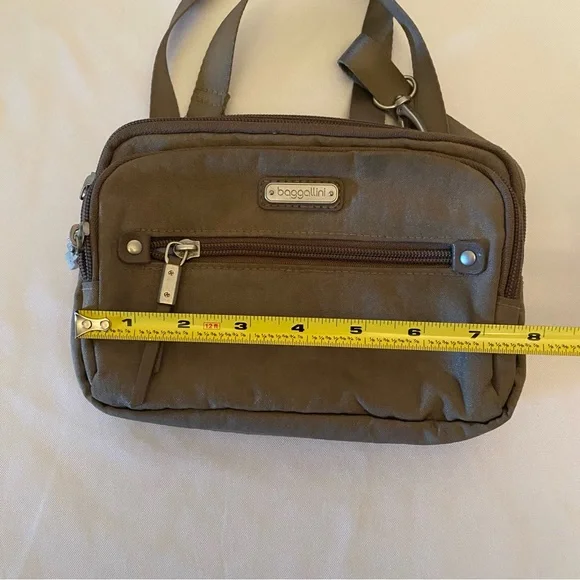 Baggallini Crossbody belt bag adjustable strap color is taupe RFDI - Picture 13 of 15